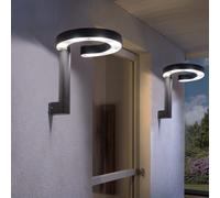 Esterni Lampada Frontale Parete LED Anello Satinato Alluminio Grigio Cortile 2x