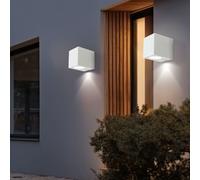Esterni Lampada Parete Frontale Vetro Alluminio Bianco GU10 Giù Faretto 2er Set [EEK: Non valutato]
