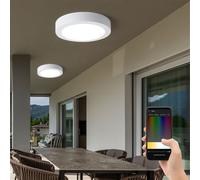 Smart Home plafoniera applique da parete lampada da esterno lampada da parete per casa in alluminio pressofuso, bianco, IP44, dimmerabile CCT, LED 16,5W 1600Lm, P 22,5 cm, set da 2