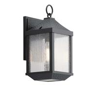 Esterni Lanterna Lampada da Parete Alluminio Vetro Nero H 34,3 CM IP44 1 E27 [EEK: Non valutato]