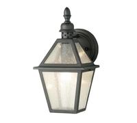 Esterni Lanterna Lampada da Parete Colata D'Alluminio Vetro Nero H 34 CM IP44 [EEK: Non valutato]