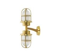 Esterni Parete Grande H:42 CM Ottone Vetro 2x E27 Lampada Casa Porta Balcone