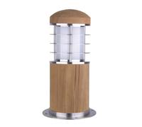 Esterni Piantana Lampade da Percorso Legno Vetro Acciaio Inox H42cm Palo [EEK: Non valutato]