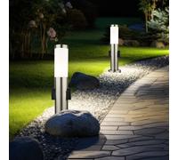 Esterni Piantana Lampione Argento Acciaio Inox 2x Presa Lampada Patio 2x [EEK: Non valutato]