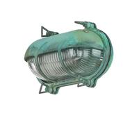 Esterni Wandleuchte Ottone Vetro IP64 E27 Inossidabile Maritim Oblò Verde