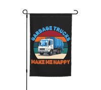 Esterno Bandiera Della Casa 30X45Cm Garbage Day Garbage Trucks Make Me Happy Banner Di Benvenuto Resistente Bandierina Da Cortile Per Giardino, Portico, Tutte Le Stagioni