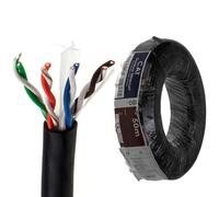 Esterno CAT6 Uso Esterno Rame Ethernet Rete cavo Bobina UTP 50 m Nero