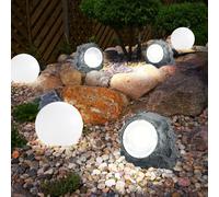 Esterno Lampada Solare Balcone Chiodi Pietra Decorativa Sfera Grigio Bianco LED