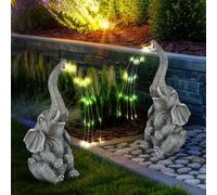 Esterno Lampada Solare Figura Animale Grigio Scultura Giardino LED Elefante 2er