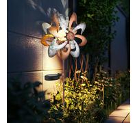 Esterno Lampada Solare Girandola LED Chiodi Giardino Sfera Crackle Oro Argento