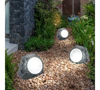 Esterno Lampada Solare LED Terrazzi Arredamento Pietra Ottica Giardino 3x