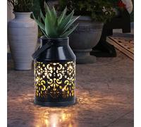 Esterno Luce Solare Lampada da Giardino Lanterna Pendenti Vaso Nero LED H 16 CM