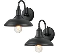 Esterno Nero Vintage Finitura Opaca Montaggio A Parete Luce Impermeabile E Antiruggine A Collo D'Oca Bar Light per Cortile Giardino Garage, 2 Pack