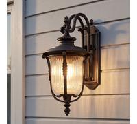 Esterno Parete Lampada Bronzo Vetro Strutturato IP44 Rustico Antico Morgana Casa