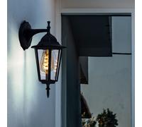 Esterno Parete Lanterna Base Illuminazione Balcone Faretto Alluminio Vetro Nero [EEK: Non valutato]