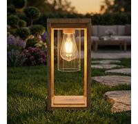 Esterno Piantana Lampada Decorativa Lanterna da Giardino Legno Ottica H 35 CM [EEK: Inaditato]