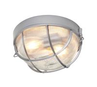 Esterno Plafoniera Alluminio D.25,6 CM 2 Fiamma Calotta Balcone Argento [EEK: Non valutato]