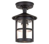 Esterno Plafoniera Lanterna Alluminio Vetro D.15 CM Calotta IP43 Nero E27 [EEK: Non valutato]