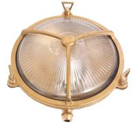 Esterno Wandleuchte Ottone Vetro Strutturato Ø21cm IP64 Maritim Intemperie Casa