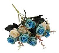Estetica 12 rose artificiali in una bella composizione perfetta tocco floreale per ogni occasione o spazio (azzurro)