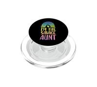 Estetica a forma di cuore arcobaleno con scritta "I'm The Savage Aunt" PopSockets PopGrip per MagSafe