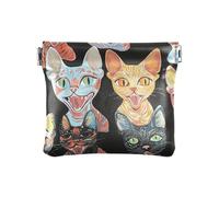 Estetica Devon Rex Cats Nero PU Pelle Piccola Moneta Comodo Cambiamento Portafoglio per le Donne