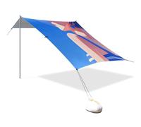 Estetica donna blu cielo profondo tenda da spiaggia e baldacchino UPF50+ leggero grande riparo solare portatile con pali robusti, sacchi di sabbia e pala per campeggio, pesca, divertimento in cortile