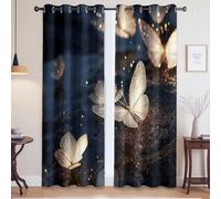 Estetica Farfalla Luce Tende Per Sala Da Pranzo - Riduzione del rumore Tende Termiche Isolanti Per Finestre, Nero, 117L x 183A cm (2 Pannelli) 46"x72"