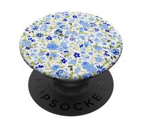 Estetica Fiore Blu Piccolo Giardino Floreale Vintage PopSockets PopGrip Adesivo