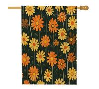 Estetica Funky Fall Daisy Front Yard BackYard Lino Bandiere Casa Verticale 28x40 Double Face per Esterno, Carino Vintage Autunno Barocco Floreale Casa Stampa Bandiera, Retro Home Outdoor Pattern