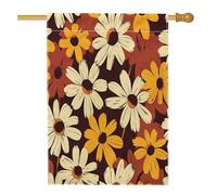 Estetica Funky Fall Daisy Front Yard BackYard Lino Bandiere Casa Verticale 28x40 Double Face per Esterno, Divertente Vintage Autunno Barocco Floreale Casa Stampa Bandiera, Retro Home Outdoor Pattern