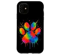 Estetica Gatto Cane Zampa Stampa Colorato Acquerello Amante Animale Custodia per iPhone 11