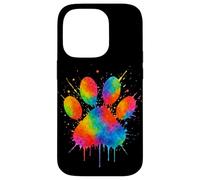 Estetica Gatto Cane Zampa Stampa Colorato Acquerello Amante Animale Custodia per iPhone 14 Pro