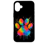 Estetica Gatto Cane Zampa Stampa Colorato Acquerello Amante Animale Custodia per iPhone 16 Plus