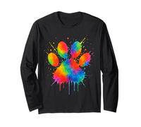 Estetica Gatto Cane Zampa Stampa Colorato Acquerello Amante Animale Maglia a Manica