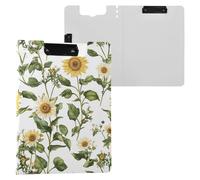 Estetica Girasole Stella Bianco Pieghevole Appunti Orizzontale e Verticale Doppia Clip Board con Copertura Appunti Folio Raccoglitore Forniture per Ufficio