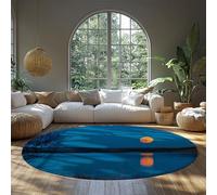 Estetica naturale Tappeto rotondo tramonto e riflessi sul fiume pavimento tappeti per ingresso soggiorno camera da letto blu pelo corto lavabile 120x120cm