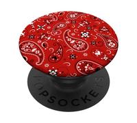Estetica Rosso Paisley Bandana Vintage Floral Boho Pattern PopSockets PopGrip Adesivo