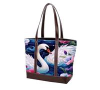Estetica Swan-1442 Moda Lavato Durevole Borsa Della Borsa In Pelle per Le Donne Top Handle Signore Borse A Tracolla con Tasche Cerniera, Multicolore 05, 33.8x12x31cm/13.3x4.7x12.2 in