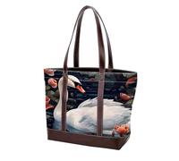Estetica Swan-1442 Moda Lavato Durevole Borsa Della Borsa In Pelle per Le Donne Top Handle Signore Borse A Tracolla con Tasche Cerniera, Multicolore 02, 33.8x12x31cm/13.3x4.7x12.2 in