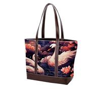 Estetica Swan-1442 Moda Lavato Durevole Borsa Della Borsa In Pelle per Le Donne Top Handle Signore Borse A Tracolla con Tasche Cerniera, Multicolore 04, 33.8x12x31cm/13.3x4.7x12.2 in