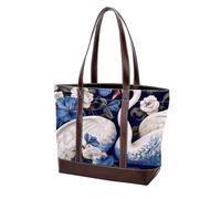 Estetica Swan-1475 Moda Lavato Durevole Borsa Della Borsa In Pelle per Le Donne Top Handle Signore Borse A Tracolla con Tasche Cerniera, Multicolore 04, 33.8x12x31cm/13.3x4.7x12.2 in