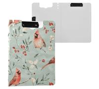 Estetica Uccelli Rossi Settentrionali Verde Salvia Appunti Pieghevole Doppia Clip Portapenne Clip Board con Copertura Appunti Raccoglitore Ufficio Binder Forniture