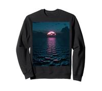 Estetica Vaporwave Tramonto sopra Il Mare Scuro Felpa