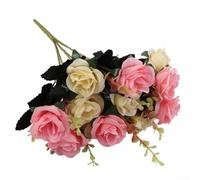 Estetico 12 rose artificiali in una bella composizione perfetta tocco floreale per ogni occasione o spazio (rosa)