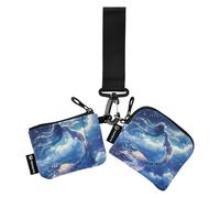 Estetico Blu Sirena Donne Custodie di Carta Cambiamento Titolare Mini Moda Portafoglio Money Organizer con Cerniera Tasca portamonete per Lavoro Viaggi 2 Confezioni billeteras para