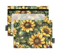 Estetico Girasole Wasteland Anelli Raccoglitore Tasche Astuccio per Tre Anelli Raccoglitore Tasche con 3 Anelli per Bambini Accessori di Cancelleria, Estetica Sunflower Wasteland, 1 sizex2