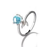 Estetico Originale Sirene Bolle Misura Regolabile Argento 925 Anelli di Pietra di Luna Donne Fascino Dolce Ragazza Gioielli Regali