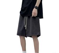 Estetico Uomo Trendy Streetwear Borse con Taglio Largo e Vestibilità Rilassata Ideale per l'Estate (M Nero Grigio)