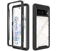 ESTH® Cover per Google Pixel 7 Custodia in Silicone a Antiurto 360° con Protezione dello Schermo, Rugged Doppia Bumper Trasparente Case Integrale Cover, Nero